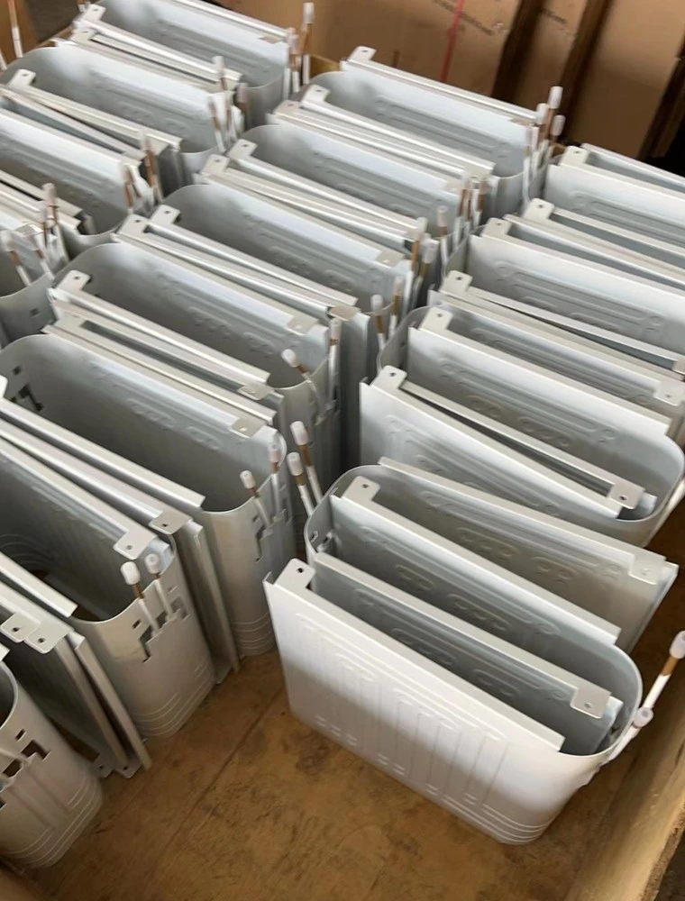 Roll-bond plate stacks ready for assembly in the warehouse
